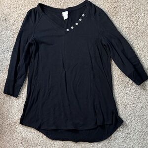 Chico's Elegant Black Long Sleeve Top with Button Detail